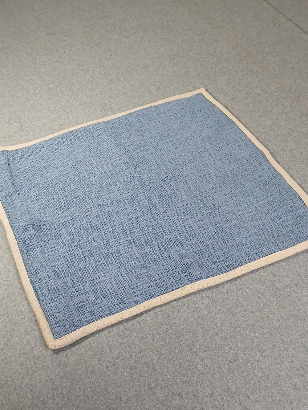 Pottery Barn cotton Light Blue Pillow Covet with Cream Trim